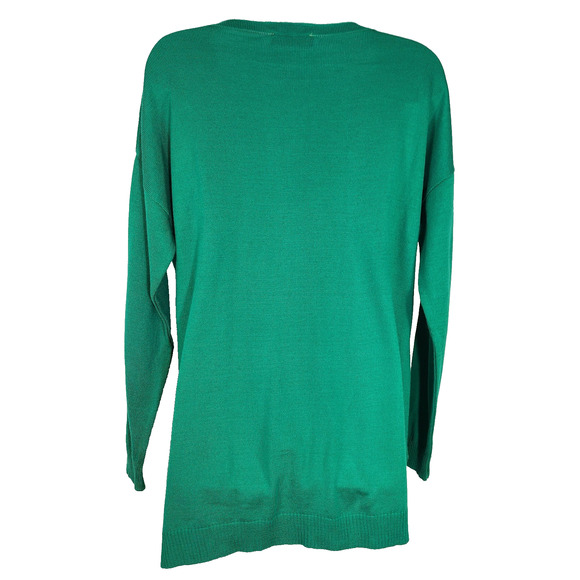 CCK Style Sweater Women Size 46 XXL Green Wool Blend V Neck High Low Lightweight - Picture 2 of 9